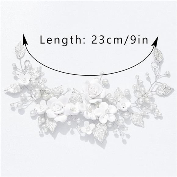 Unicra Flower Bride Wedding Hair Vine Pearl Bridal Piece Leaf Hair Accessories